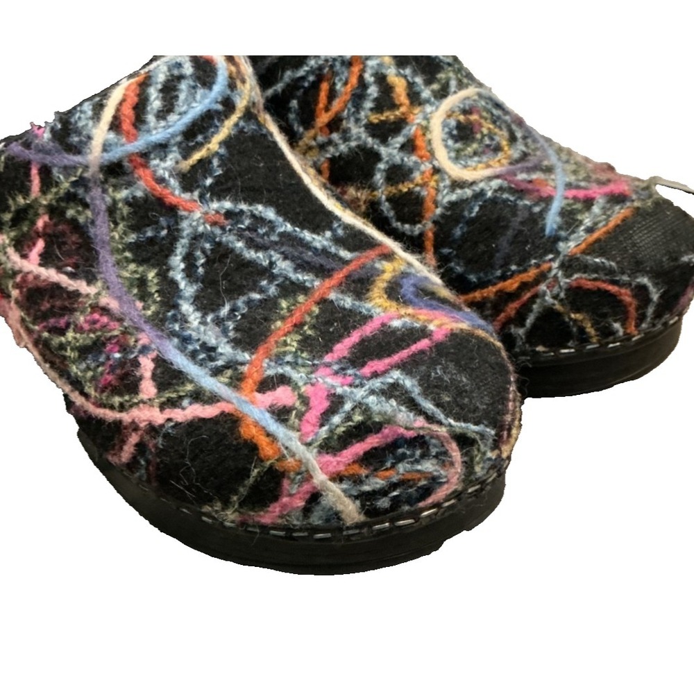 Dansko Black Confetti Scribble Wool Yarn Clogs Nursing Comfort 39/8.5 - Picture 5 of 7